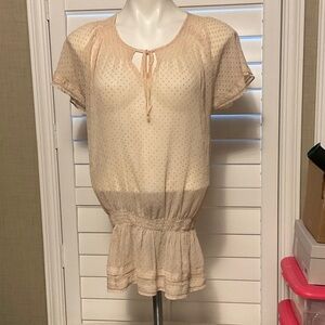 Express Cream Blouse with Polka Dots